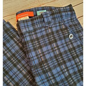 4 Cartonnier Anthropologie Charlie Trousers Slim Plaid Brocade Blue 30x27
